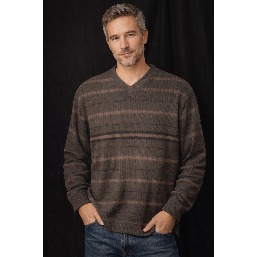 Pierre Cardin Sweater Men L Striped Classic Preppy Quiet Luxury Grandpa Core